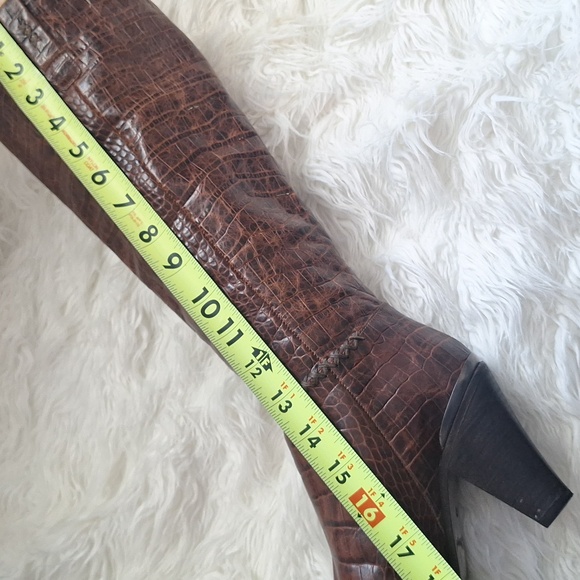 Free People Tall Brown Crocodile Embossed Boots - Picture 11 of 14